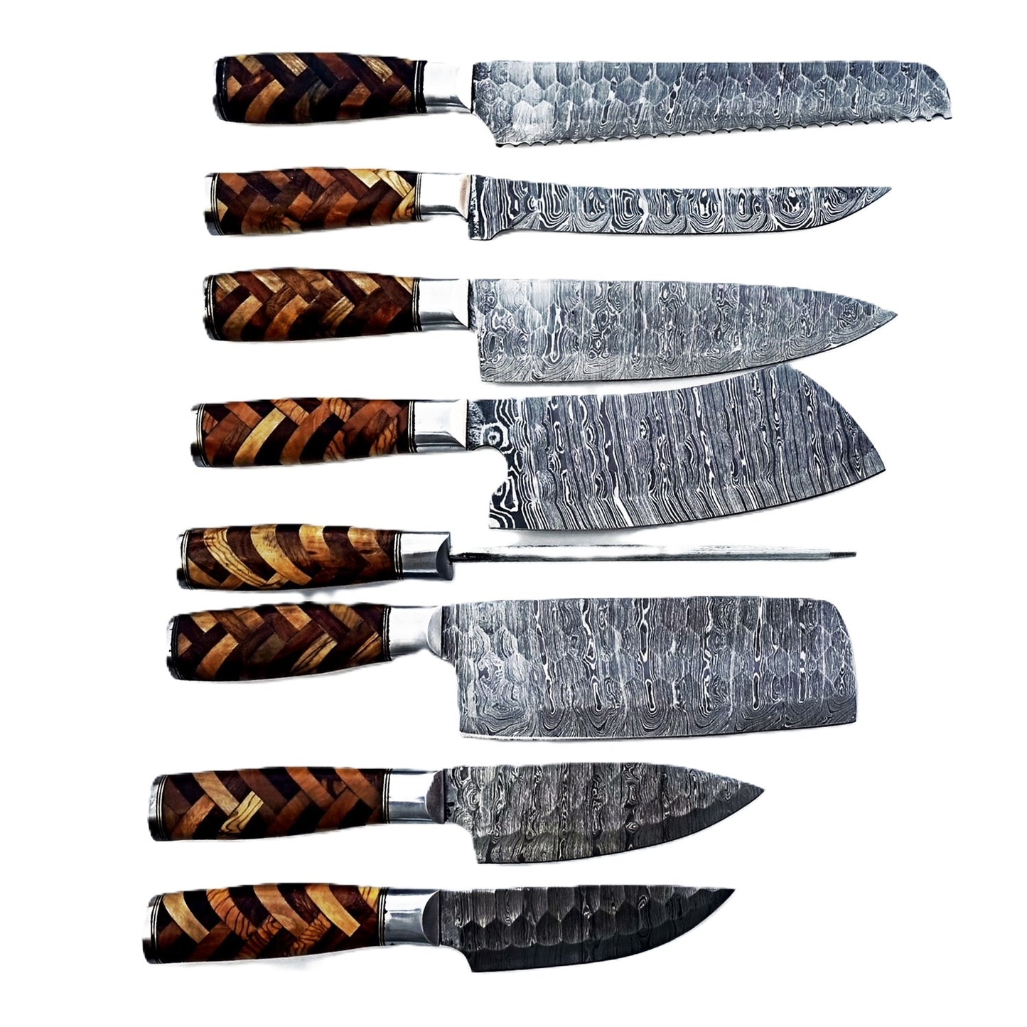 Ruddock Bros - Basketweave Grilling Knife Set - Damascus Steel