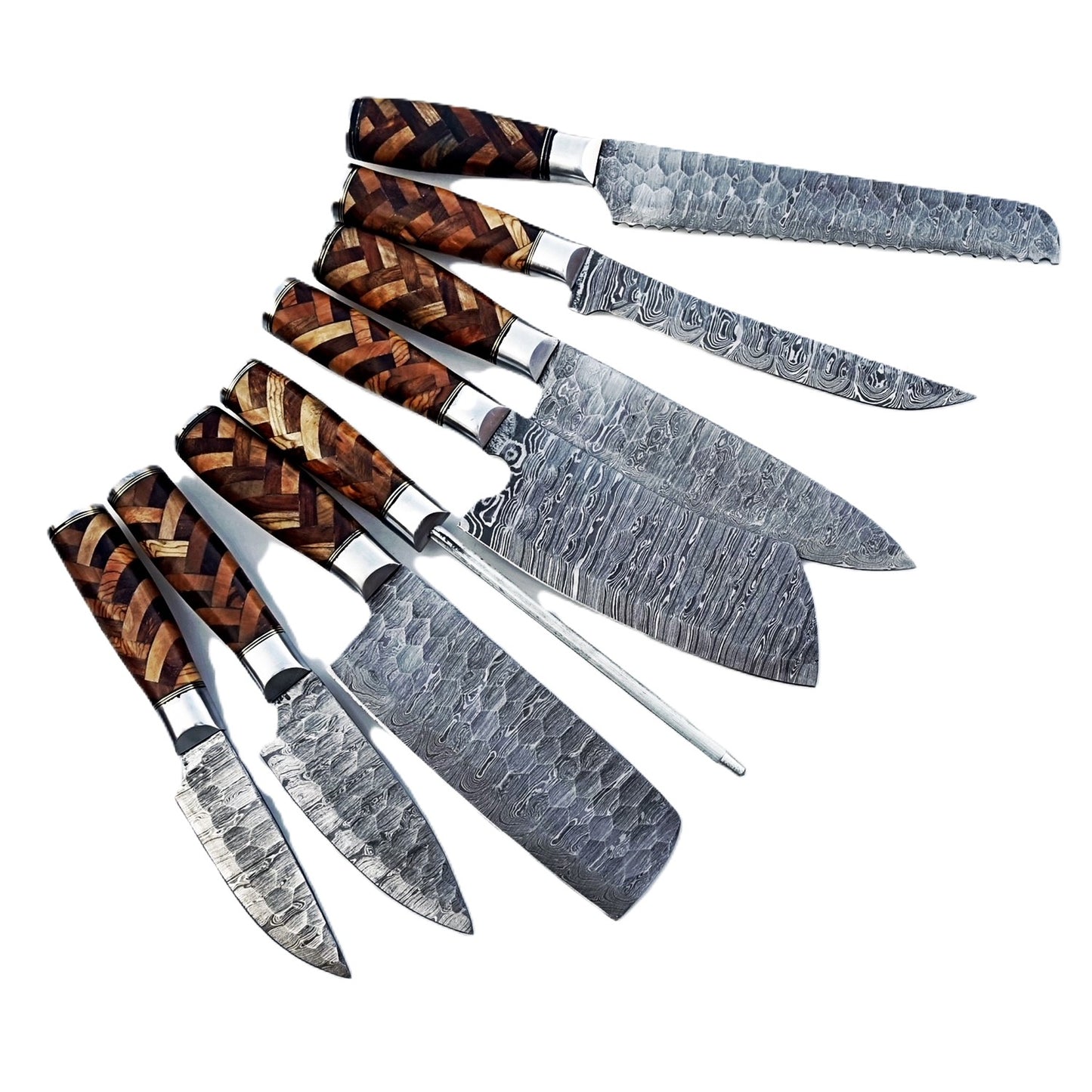 Ruddock Bros - Basketweave Grilling Knife Set - Damascus Steel