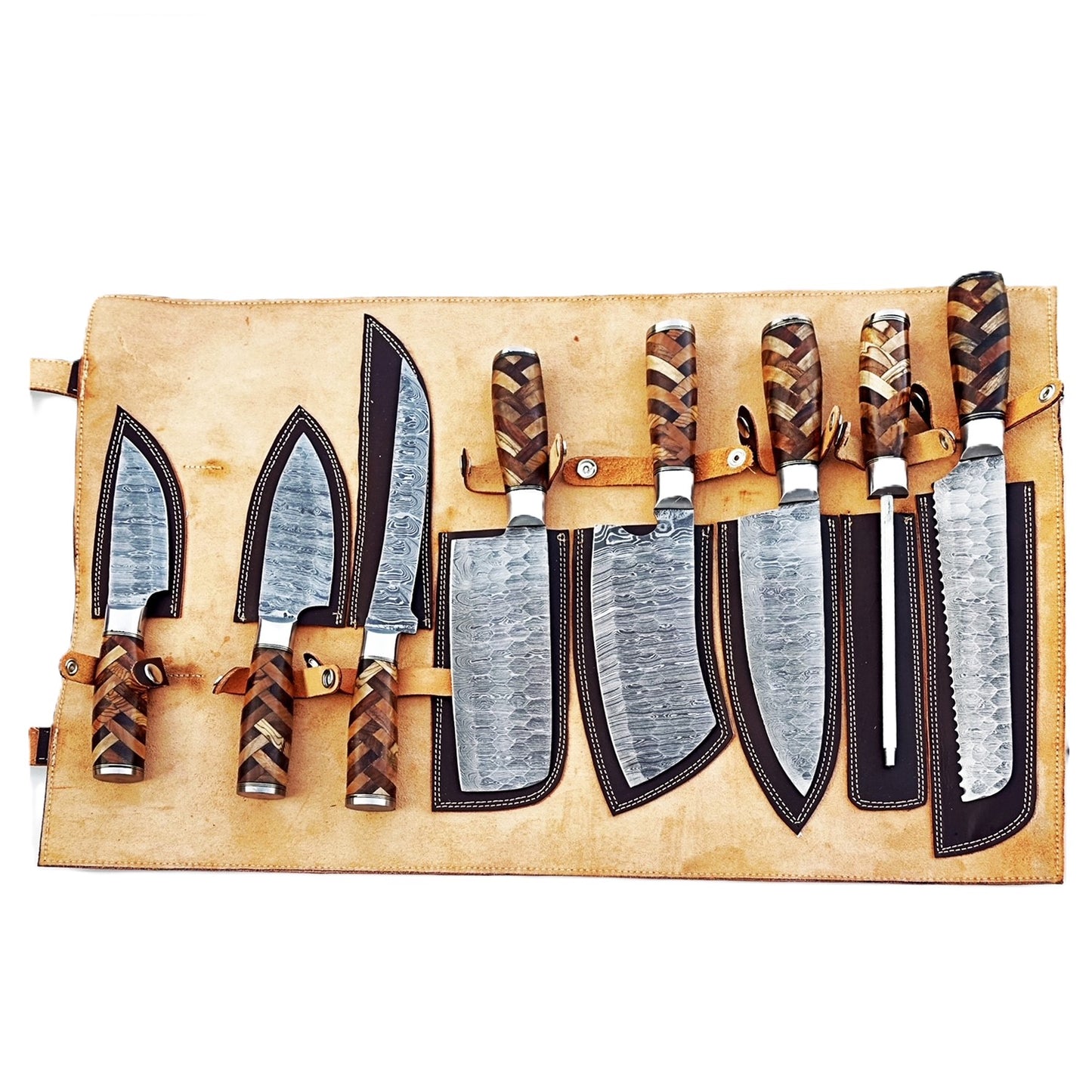 Ruddock Bros - Basketweave Grilling Knife Set - Damascus Steel