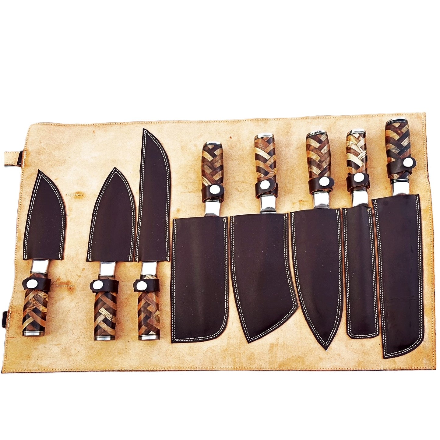 Ruddock Bros - Basketweave Grilling Knife Set - Damascus Steel