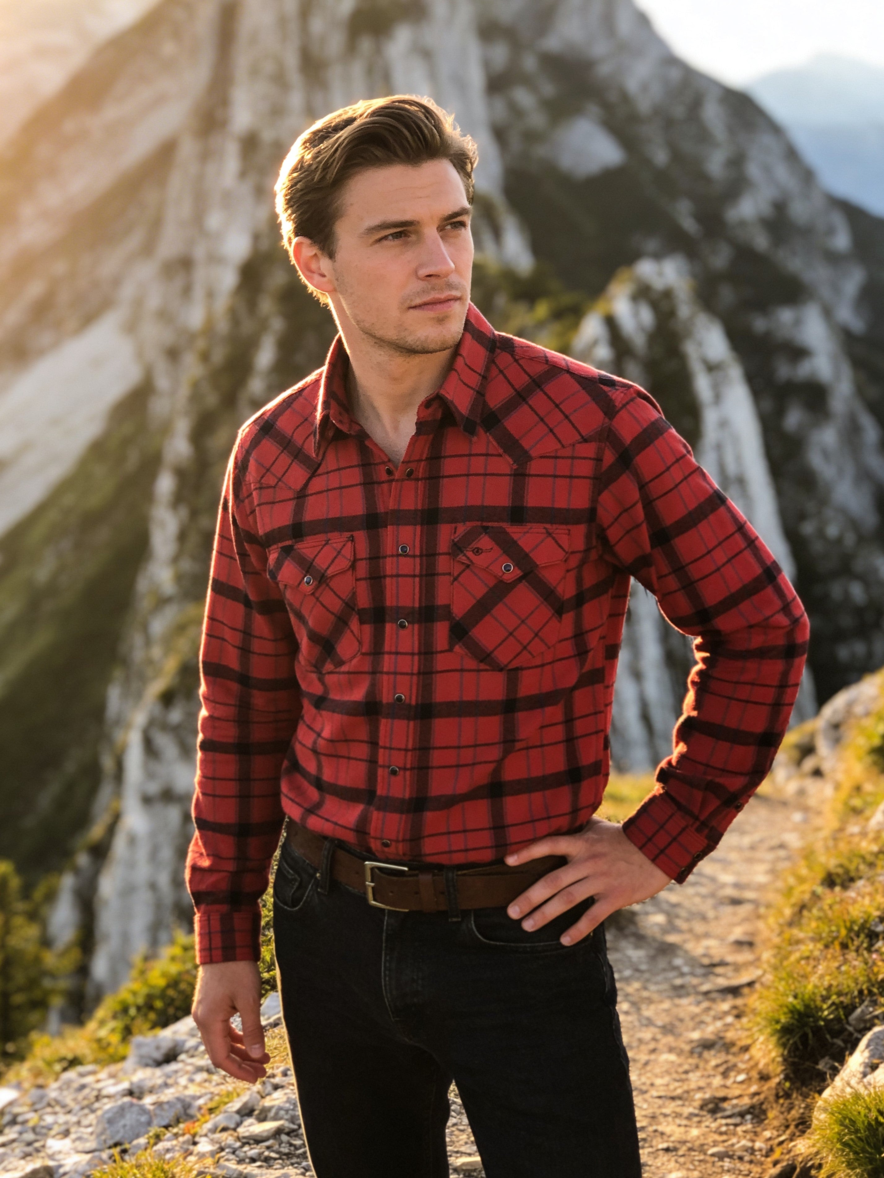 Clearance - Desert Canyon Plaid - Big Red Plaid – ruddockshirts.com