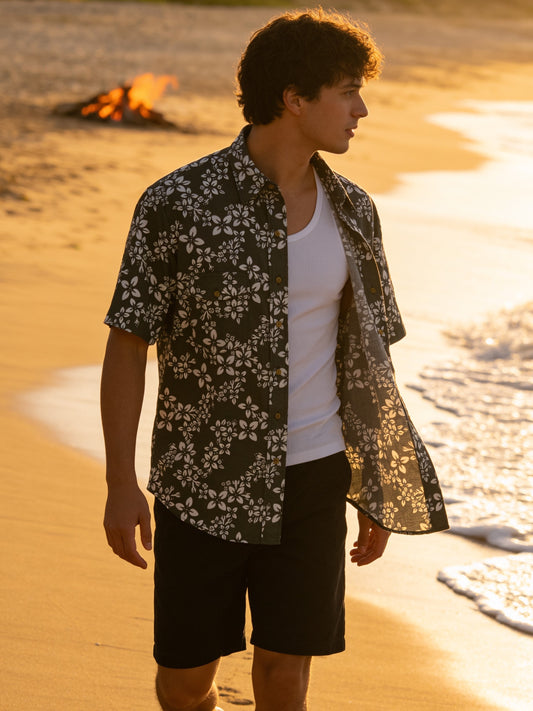 Flying R Ranchwear - Cantina Collection - Gray Floral - Short Sleeve