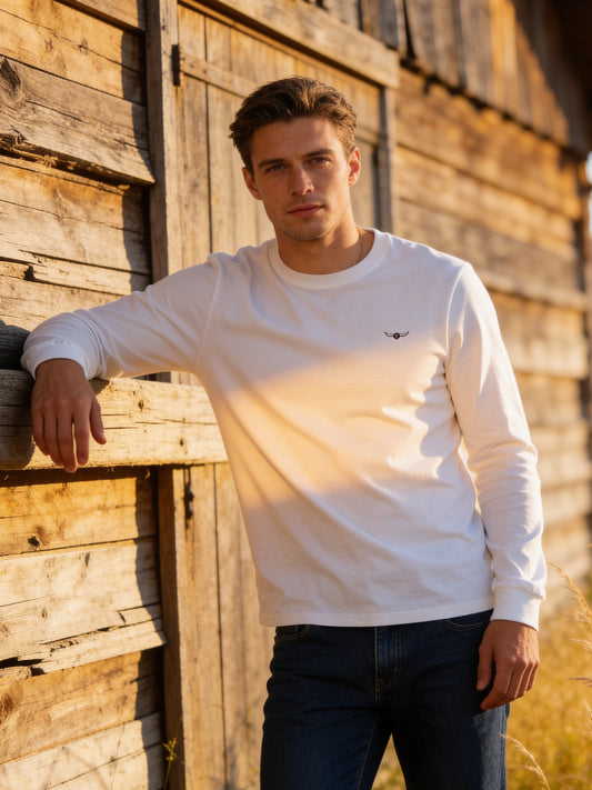 Flying R Ranchwear - Long Sleeve T-shirt in 4 colors - No Pocket - Made in USA