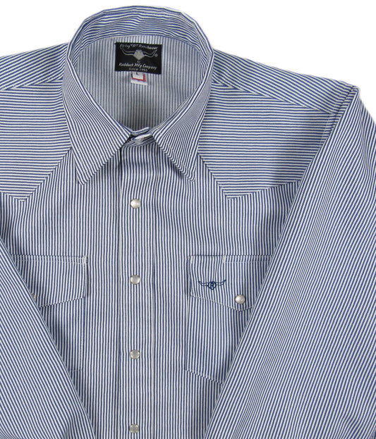 Clearance - Flying R Ranchwear - Denim Hickory Stripe - Blue & White - Long Sleeve