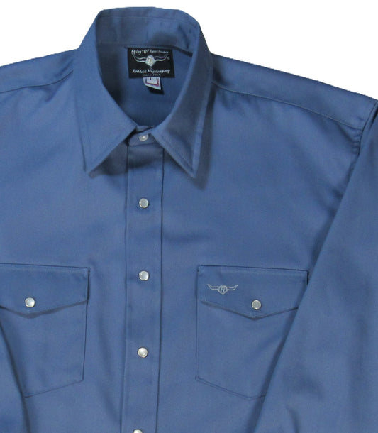 Flying R Ranchwear - Cadet Blue Solid - Long Sleeve - Snaps - Oversized Fit
