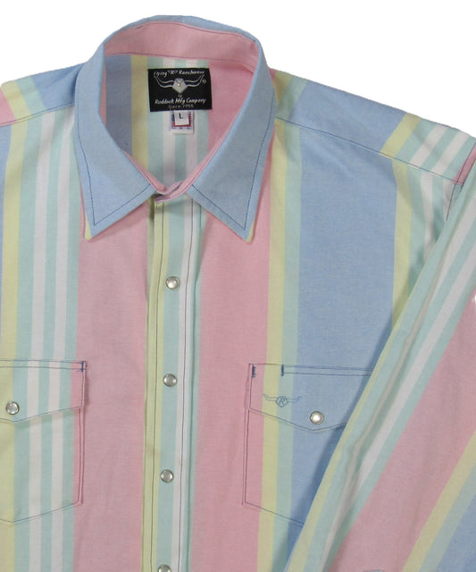 Flying R Ranchwear - Retro Awning Stripe - Long Sleeve - Snaps - Oversized Fit