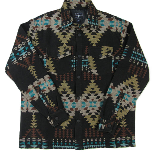 Flying R Ranchwear - Men's Shacket - Southwest Midnight Black - Jacquard