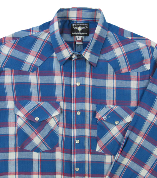 Flying R Ranchwear - Feather Plaids - Americana Blue - Long Sleeve - NEW FIT - PRE-ORDER 10.25 Delivery