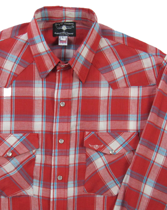 Flying R Ranchwear - Feather Plaids - Red - Long Sleeve - NEW FIT - PRE-ORDER 10.25 Delivery