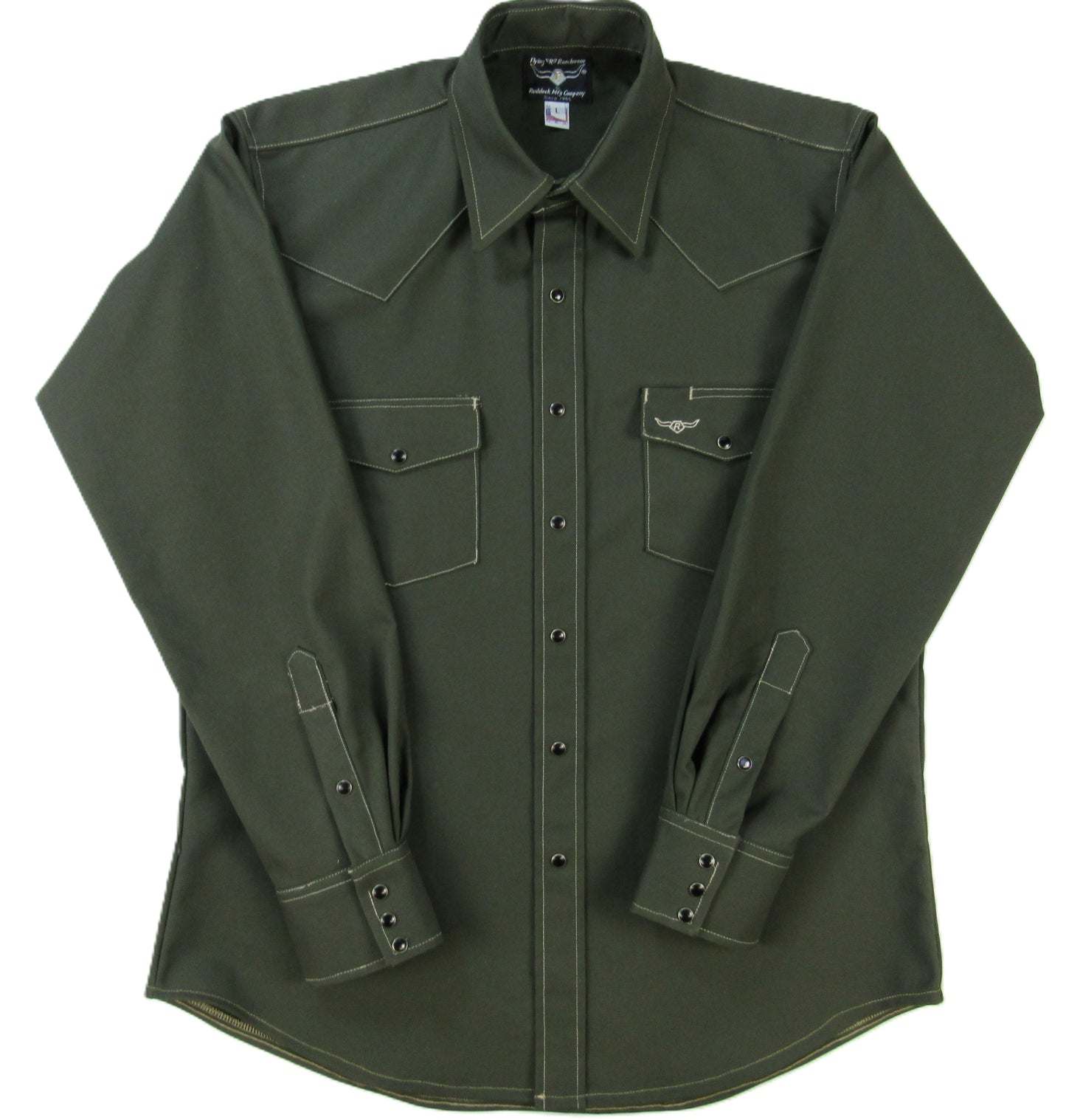 Flying R Ranchwear - Rigid Canvas Chore Shirt - Hunter Green - Long Sleeve - Snaps