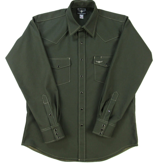 Flying R Ranchwear - Rigid Canvas Chore Shirt - Hunter Green - Long Sleeve - Snaps