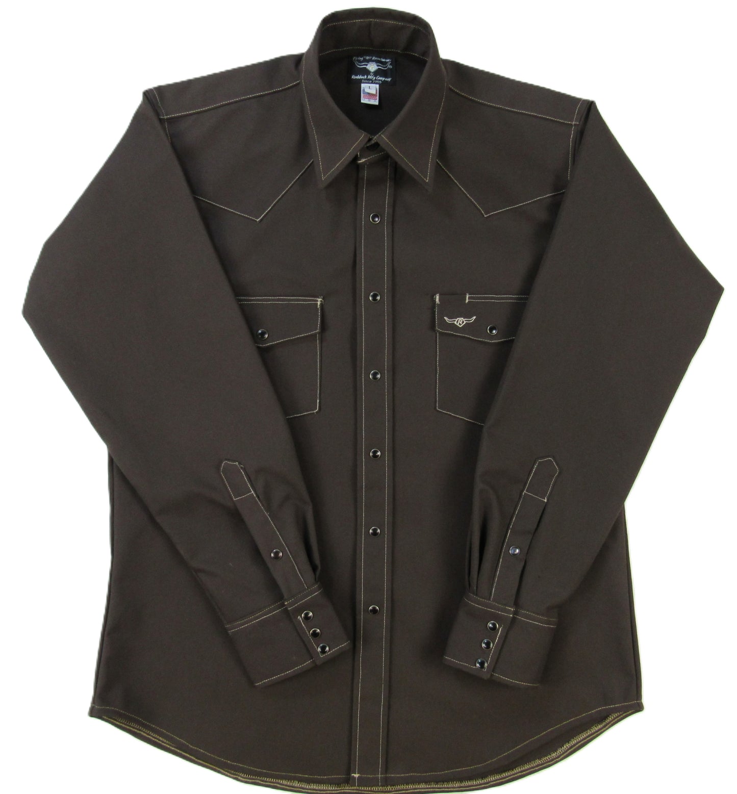 Flying R Ranchwear - Rigid Canvas Chore Shirt - Mocha Brown - Long Sleeve - Snaps
