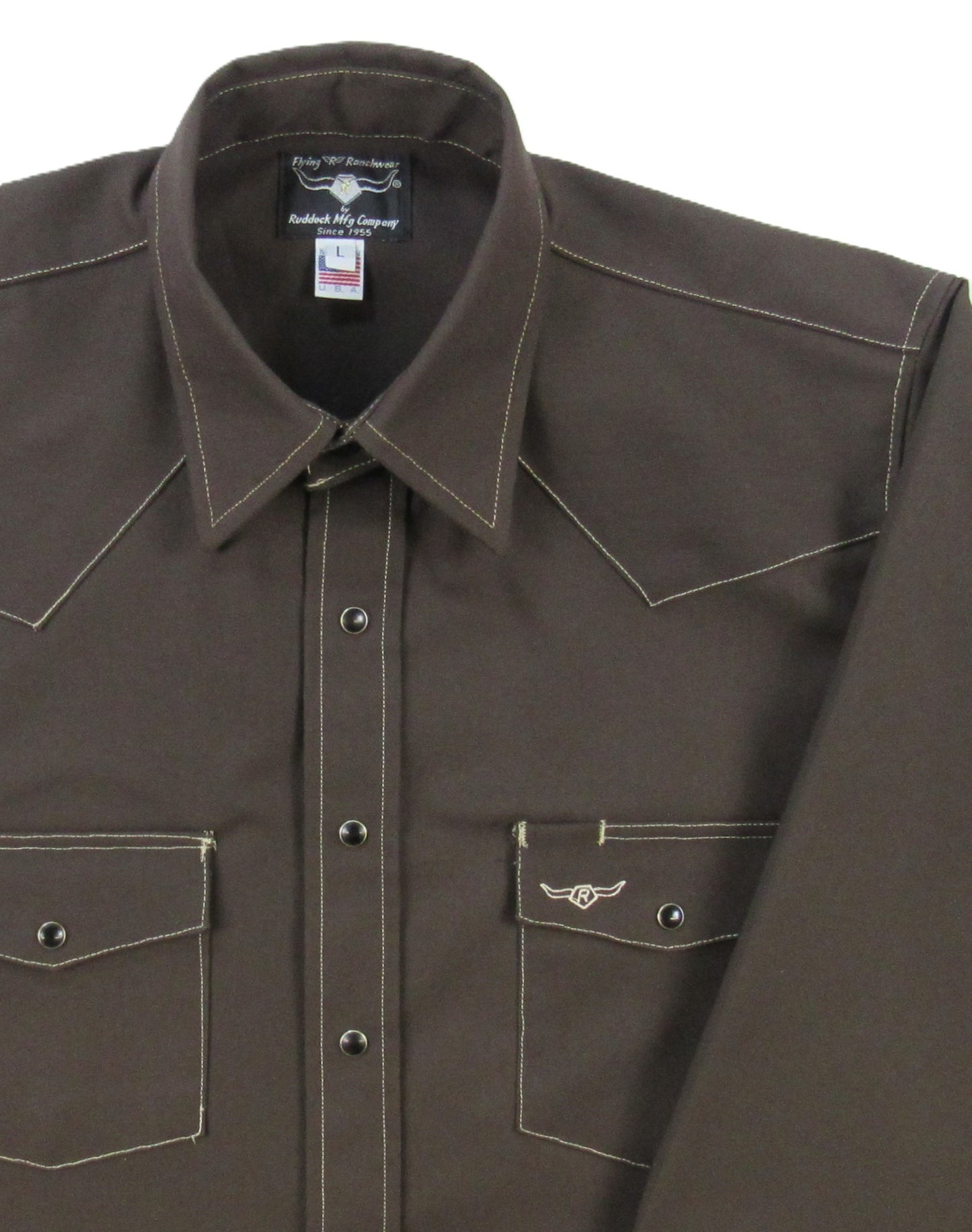 Flying R Ranchwear - Rigid Canvas Chore Shirt - Mocha Brown - Long Sleeve - Snaps