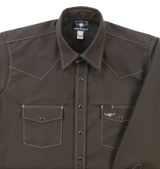 Flying R Ranchwear - Rigid Canvas Chore Shirt - Mocha Brown - Long Sleeve - Snaps