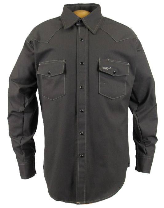 Flying R Ranchwear - Rigid Canvas Chore Shirt - Granite - Long Sleeve - Snaps