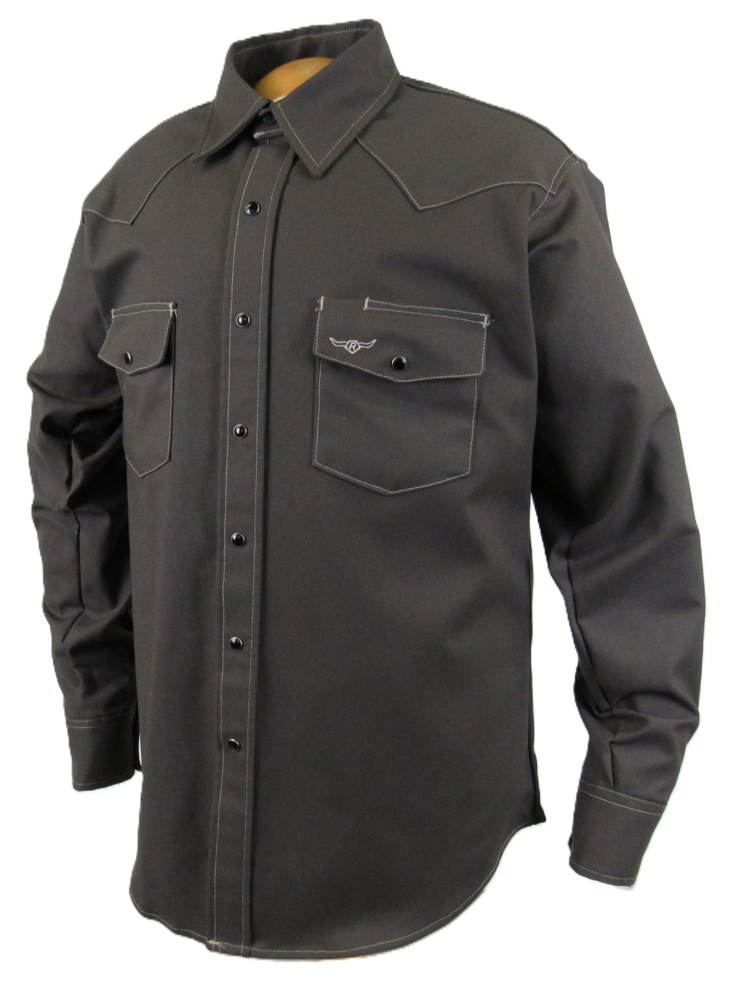 Flying R Ranchwear - Rigid Canvas Chore Shirt - Granite - Long Sleeve - Snaps