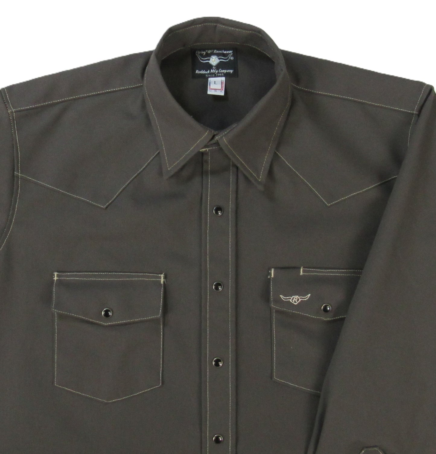 Flying R Ranchwear - Rigid Canvas Chore Shirt - Granite - Long Sleeve - Snaps