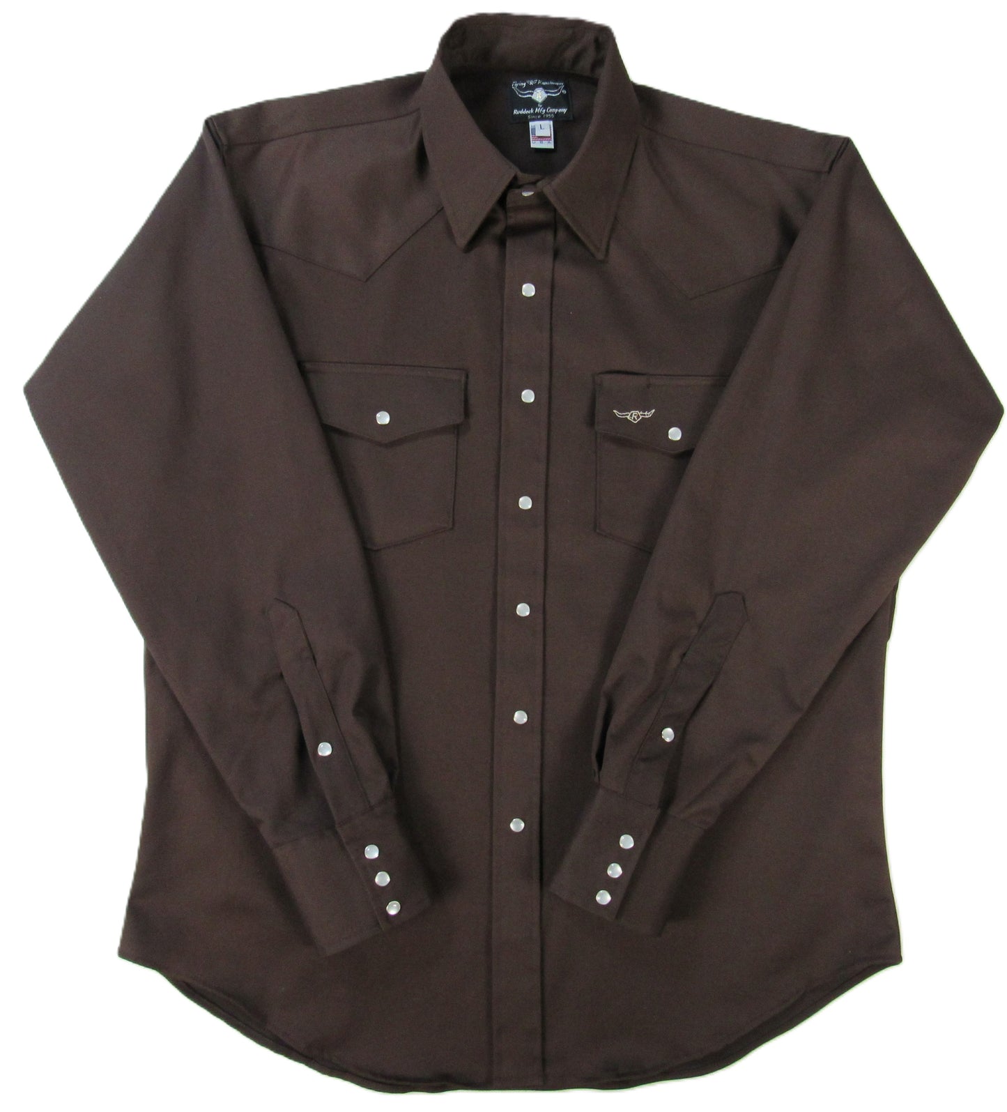 Flying R Ranchwear - Prairie Twill Solid - Chocolate Brown - Long Sleeve - Snaps - Classic Fit