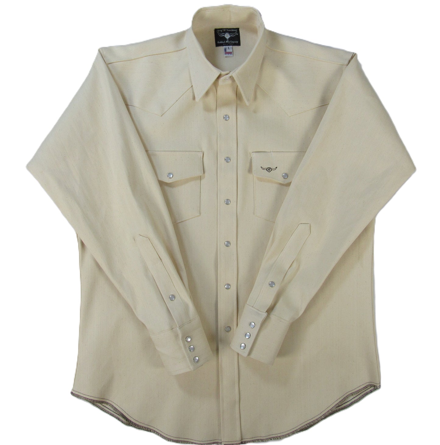 Flying R Ranchwear - Rigid Denim Chore Shirt - Natural - Long Sleeve - Snaps