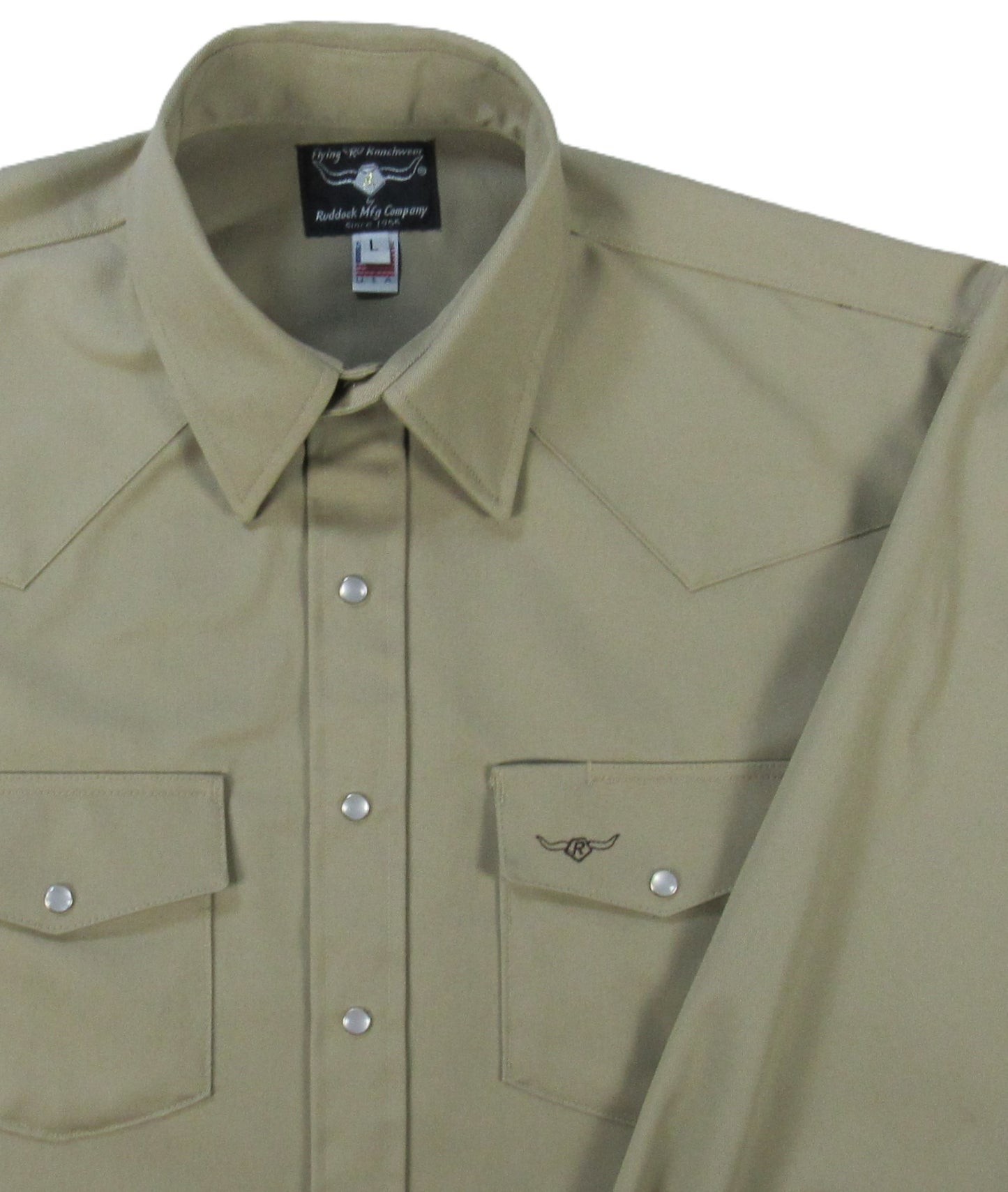 Flying R Ranchwear - Prairie Twill Solid - Khaki - Long Sleeve - Snaps - Classic Fit
