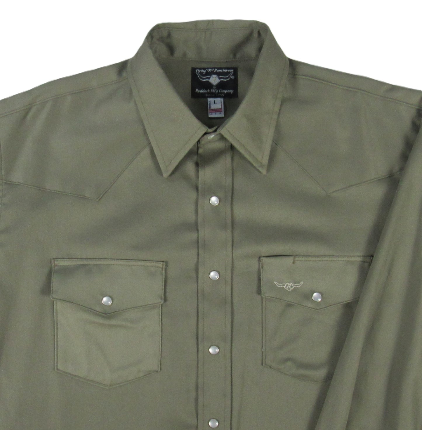 Flying R Ranchwear - Prairie Twill Solid - Safari Green - Long Sleeve - Snaps - Classic Fit