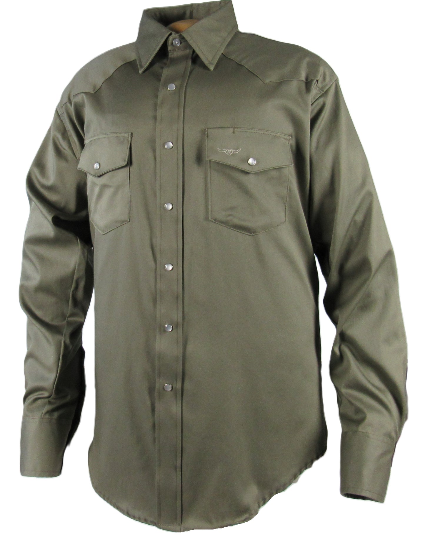 Flying R Ranchwear - Prairie Twill Solid - Safari Green - Long Sleeve - Snaps - Classic Fit
