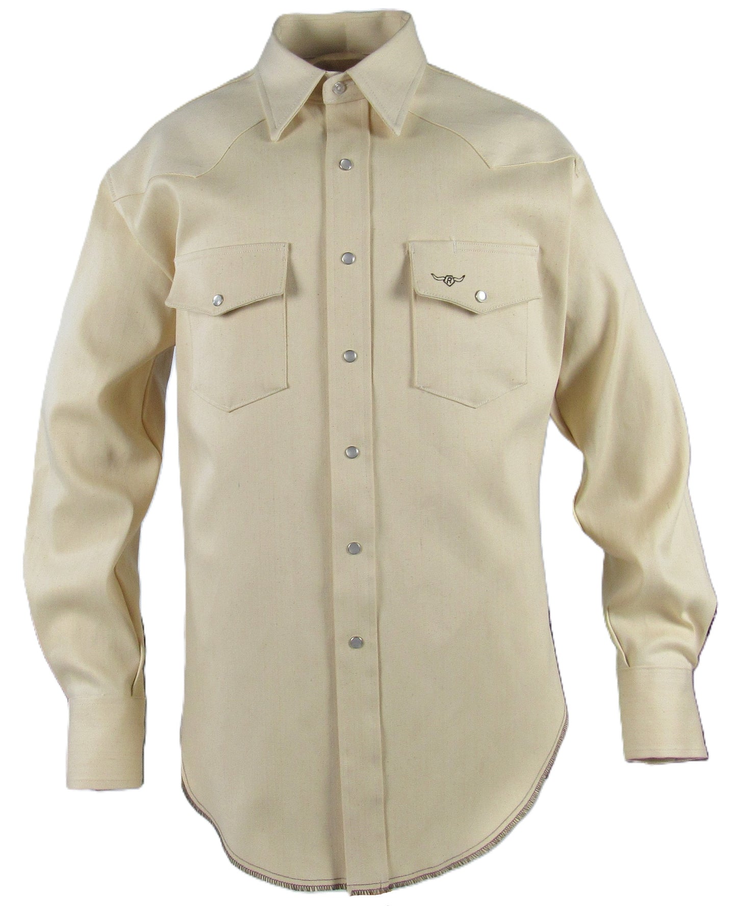 Flying R Ranchwear - Rigid Denim Chore Shirt - Natural - Long Sleeve - Snaps