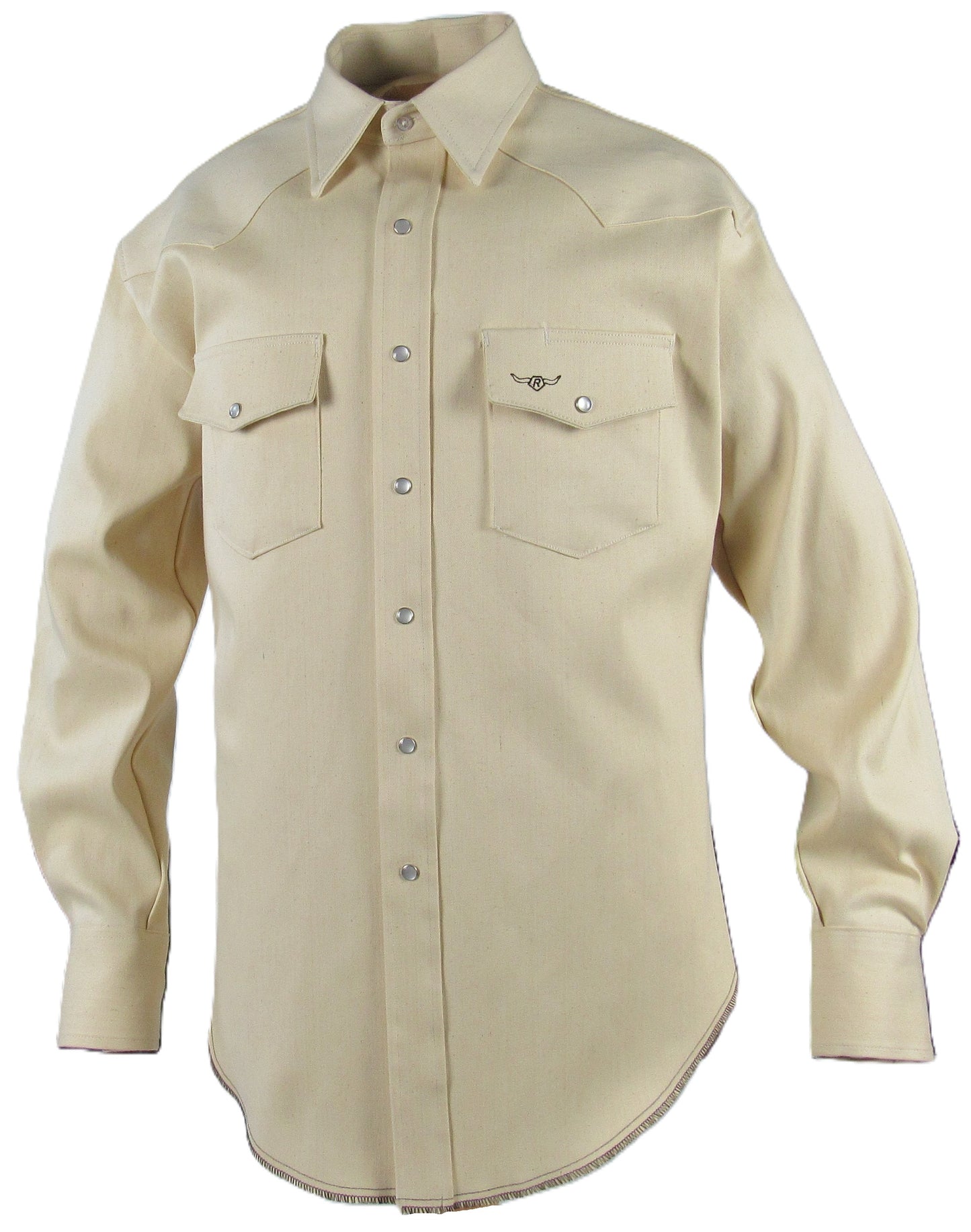 Flying R Ranchwear - Rigid Denim Chore Shirt - Natural - Long Sleeve - Snaps