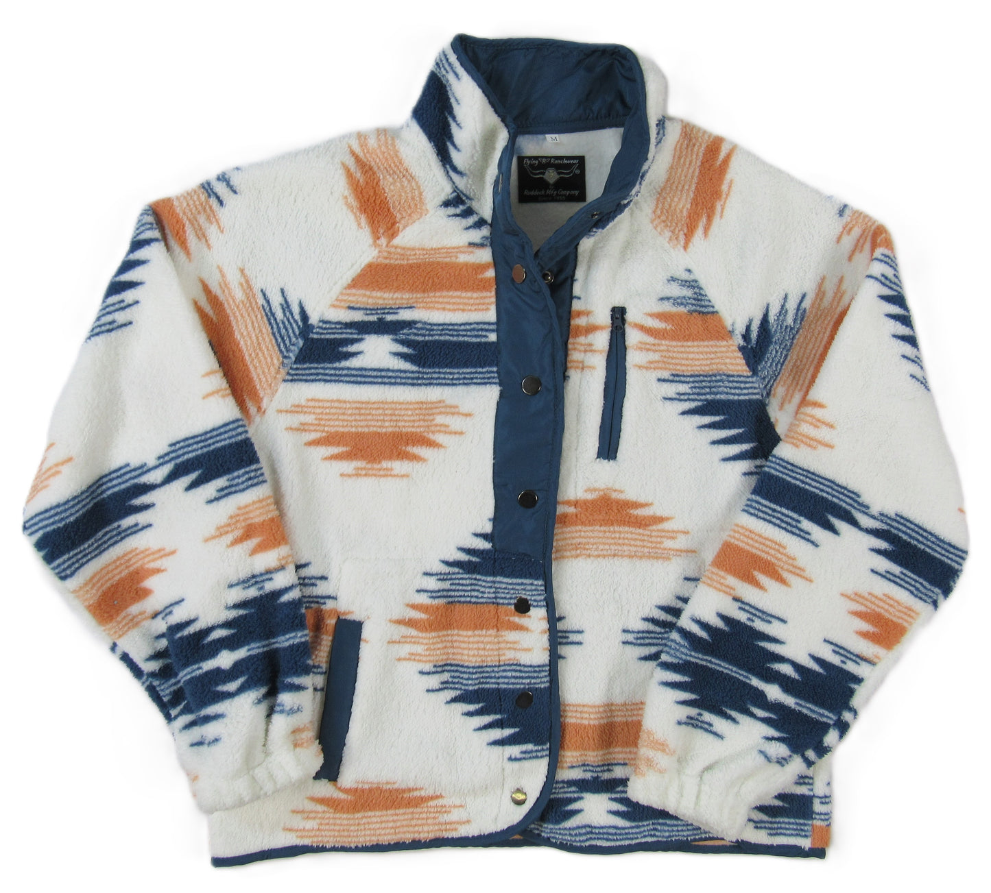 Flying R Ranchwear - Women's Southwest Fleece ~ Full Snap - Blue/Sunburst