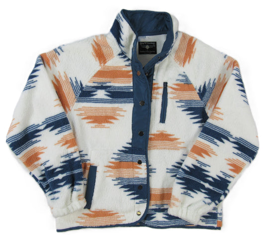 Flying R Ranchwear - Women's Southwest Fleece ~ Full Snap - Blue/Sunburst