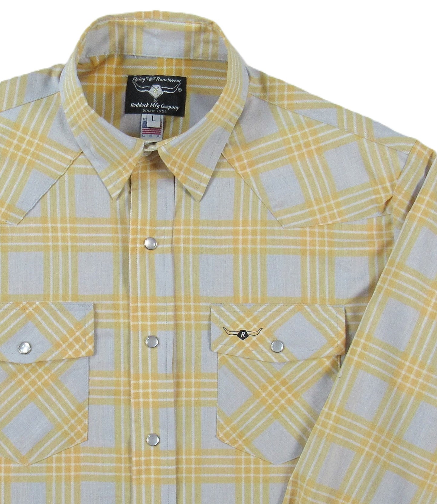 Flying R Ranchwear - Feather Plaids - Gray & Yellow - Long Sleeve - NEW FIT
