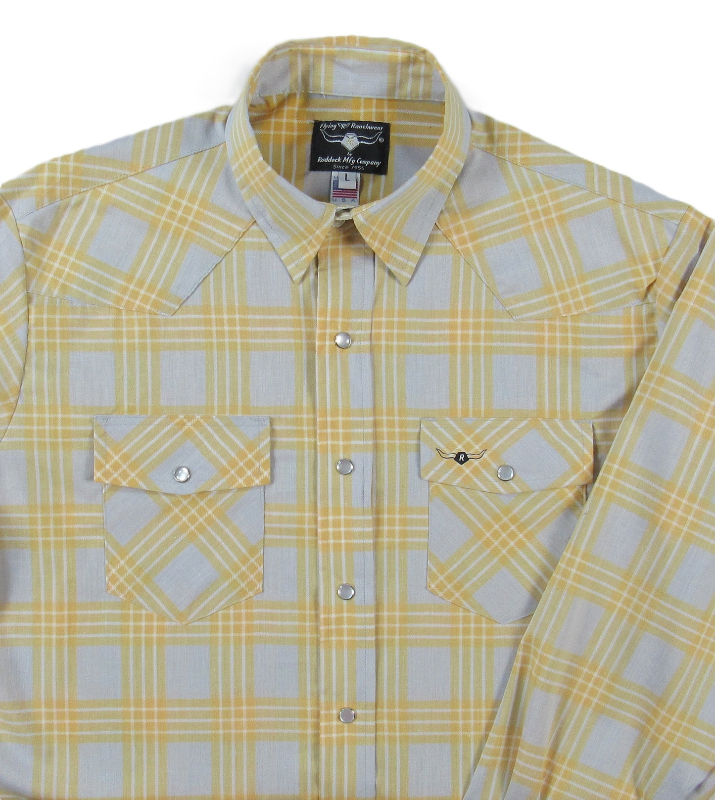 Flying R Ranchwear - Feather Plaids - Gray & Yellow - Long Sleeve - NEW FIT