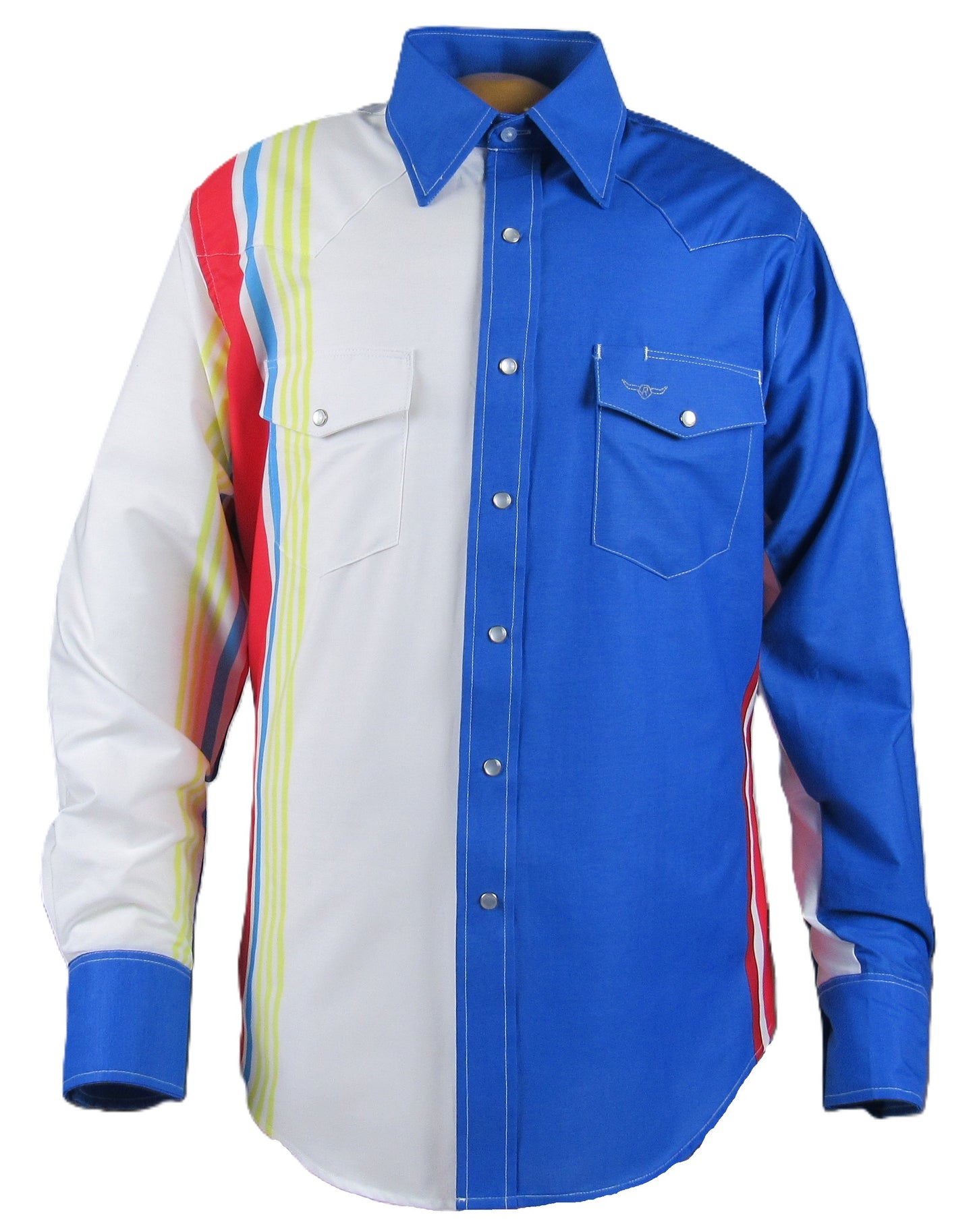 Flying R Ranchwear - Cantina Collection - Royal Retro Stripe - Long Sleeve - Classic Fit