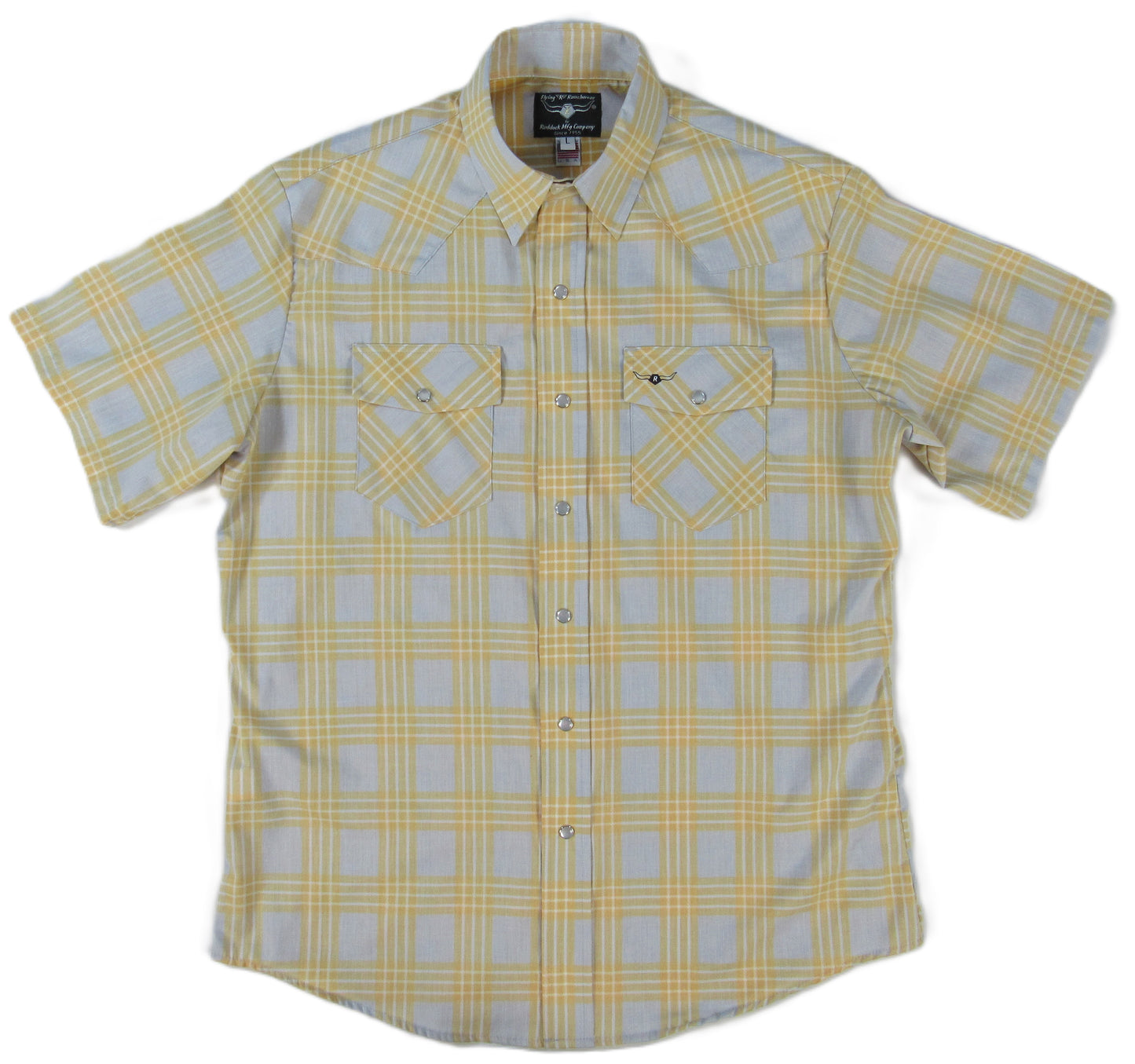 Flying R Ranchwear - Feather Plaids - Gray & Yellow - Short Sleeve - NEW FIT