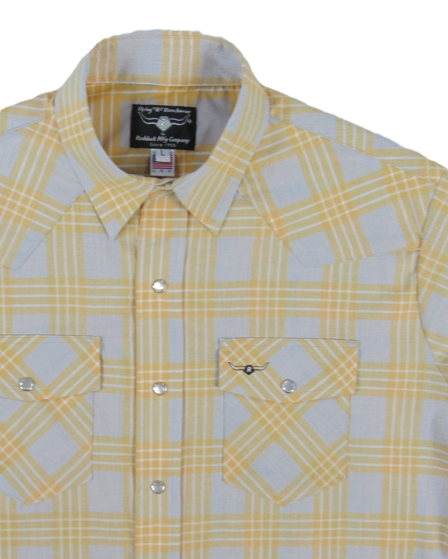 Flying R Ranchwear - Feather Plaids - Gray & Yellow - Short Sleeve - NEW FIT