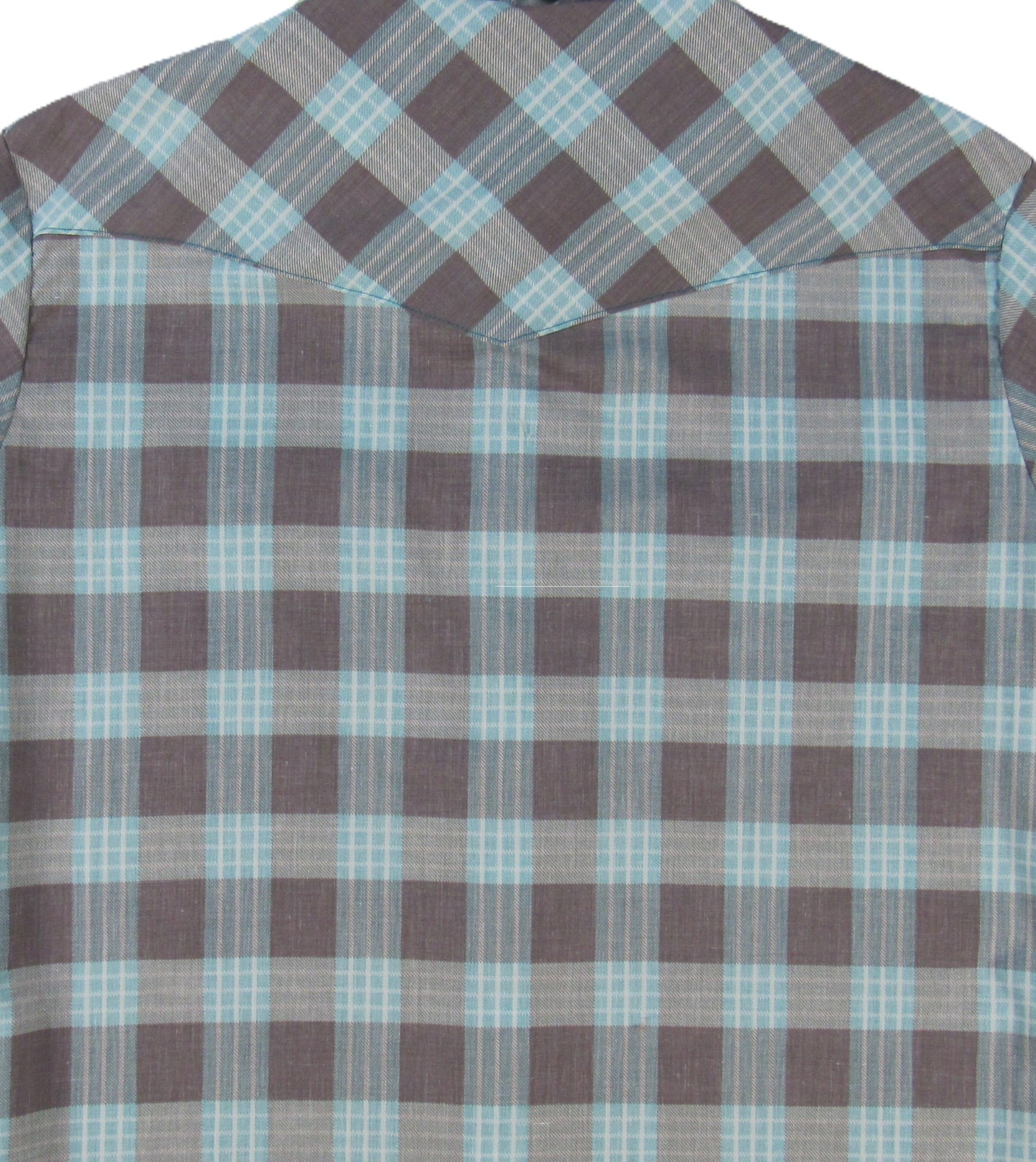 Plaid short-sleeve shirt with two front pockets on a white background Made in USA by Ruddock Shirts