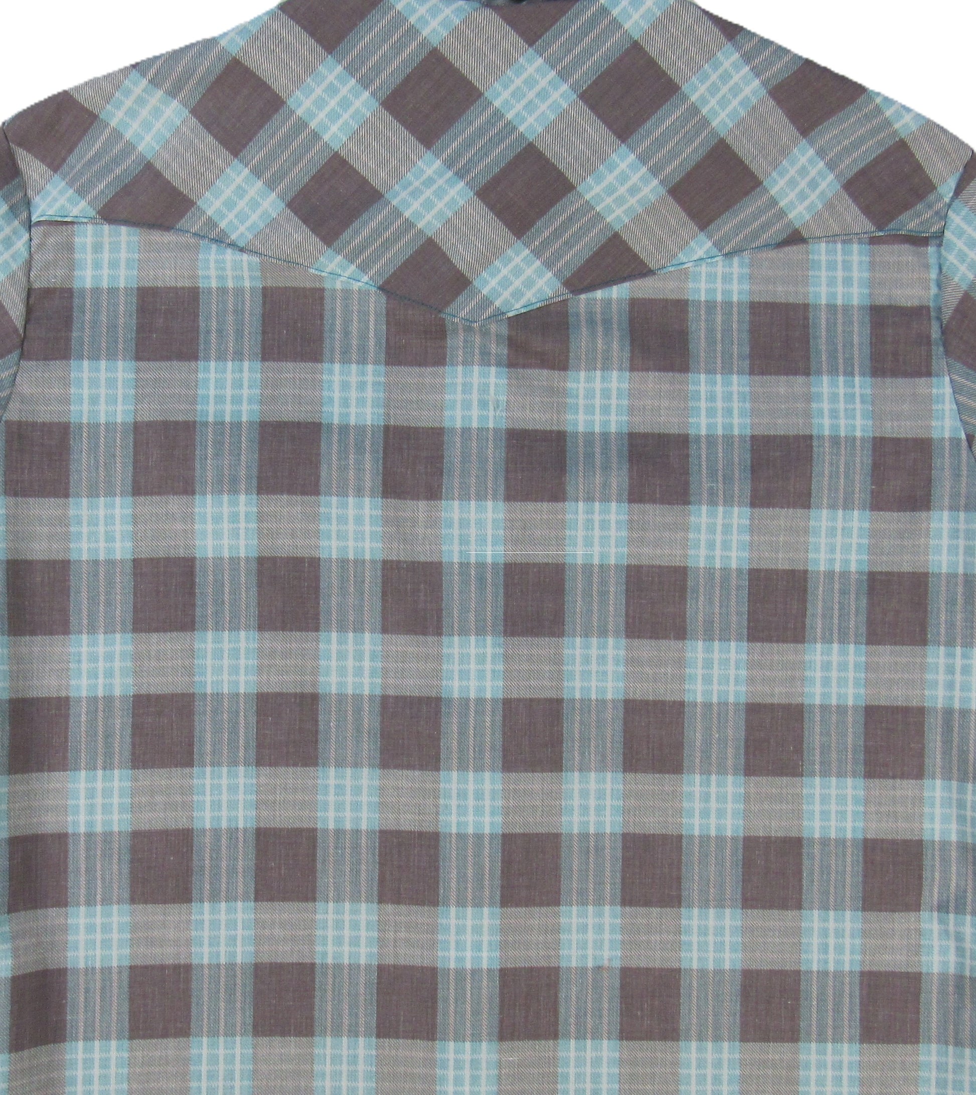 Plaid short-sleeve shirt with two front pockets on a white background Made in USA by Ruddock Shirts