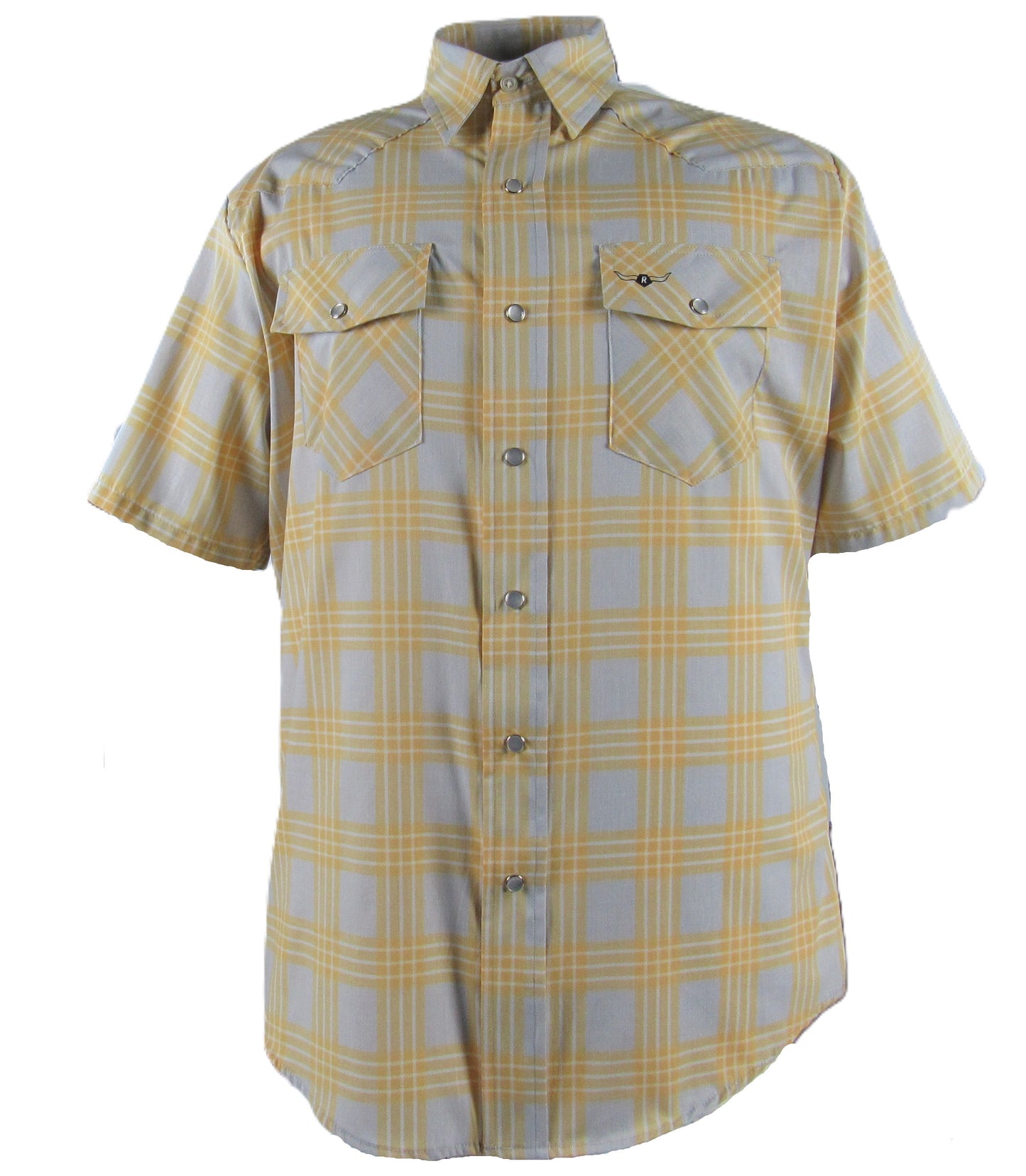 Flying R Ranchwear - Feather Plaids - Gray & Yellow - Short Sleeve - NEW FIT