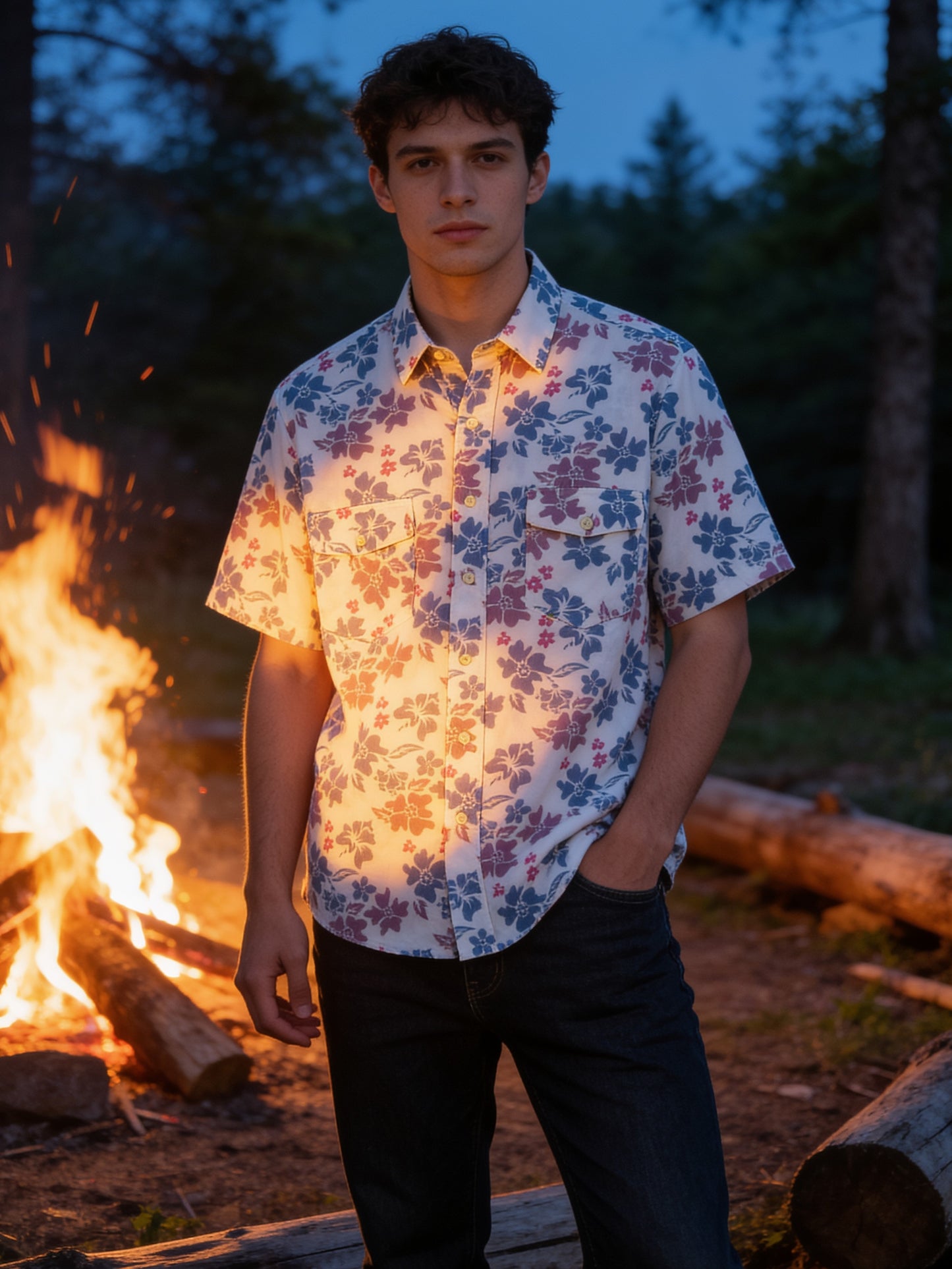 Flying R Ranchwear - Cantina Collection - Red and White Floral - Short Sleeve