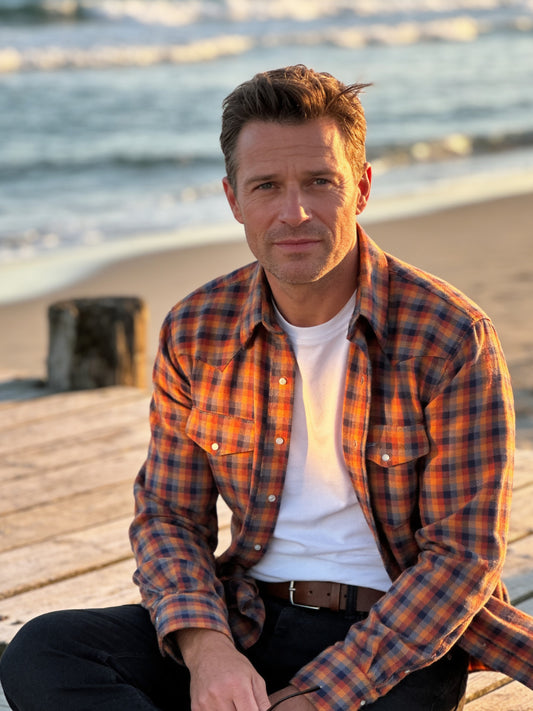 Flying R Ranchwear - Sonora Plaid - Burnt Orange - Long Sleeve - Classic Fit