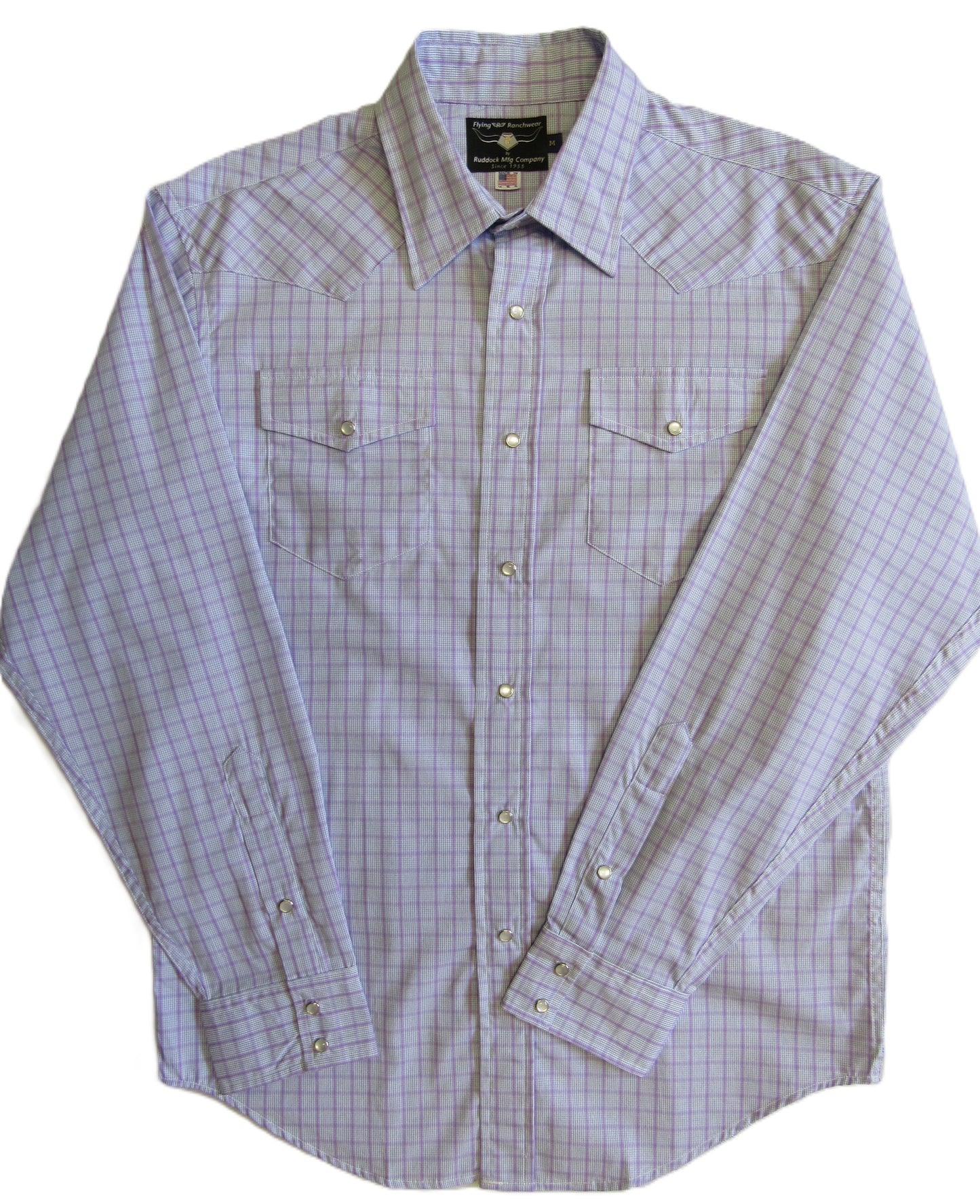 Flying R Ranchwear - Sheridan Plaid - Purple/White - Long Sleeve - Classic Fit