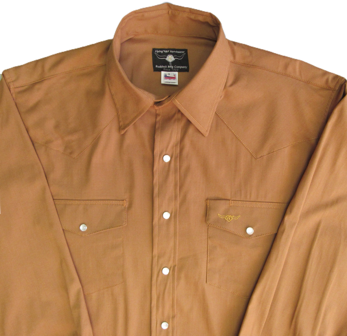 Flying R Ranchwear - Prairie Twill Solid - Walnut Brown - Long Sleeve - Snaps - Classic Fit