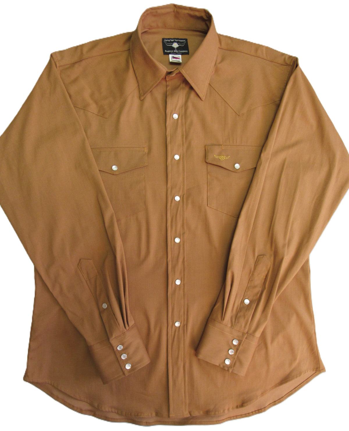 Flying R Ranchwear - Prairie Twill Solid - Walnut Brown - Long Sleeve - Snaps - Classic Fit