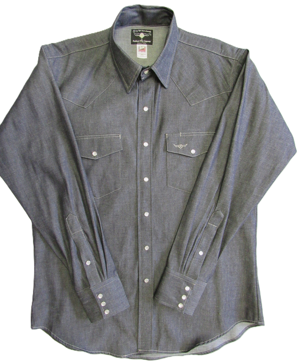 Flying R Ranchwear - Prairie Twill Denim - Indigo Black - Long Sleeve - Snaps - Classic Fit