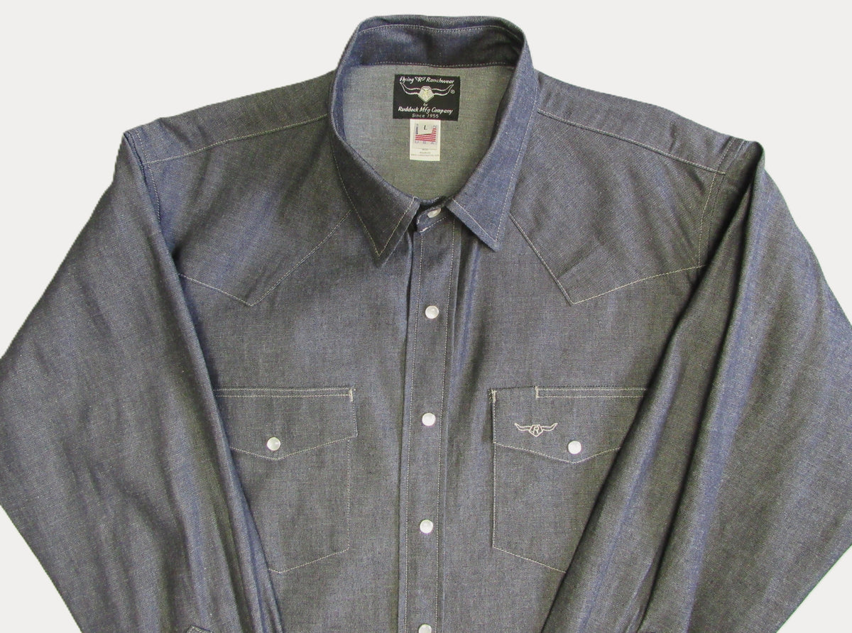 Flying R Ranchwear - Prairie Twill Denim - Indigo Black - Long Sleeve - Snaps - Classic Fit