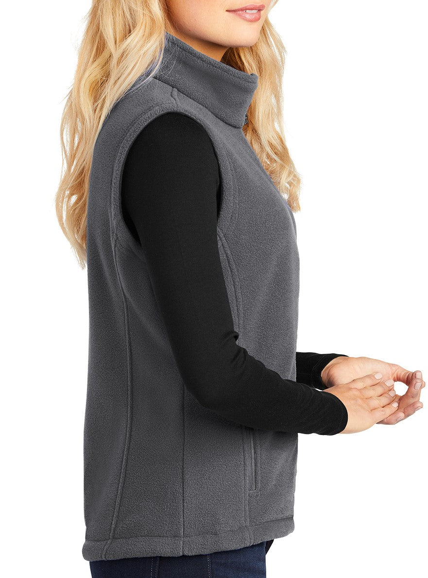 canyon fleece vest with zipper for ladies in graphite gray color