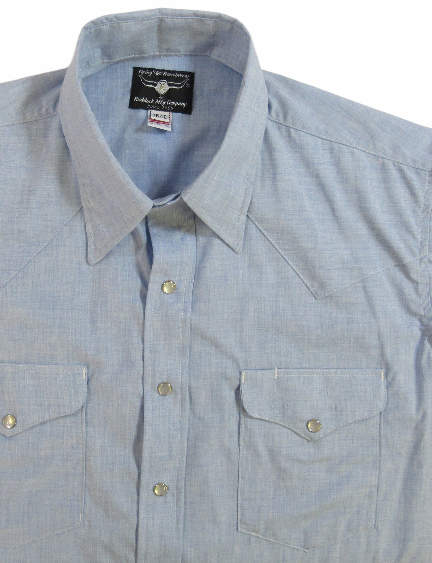 Light Blue solid shirt by Flying R Ranchwear Made in USA