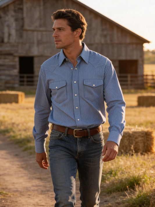 Flying R Ranchwear - Cheyenne Stripe - Long Sleeve - Snaps - Classic Fit