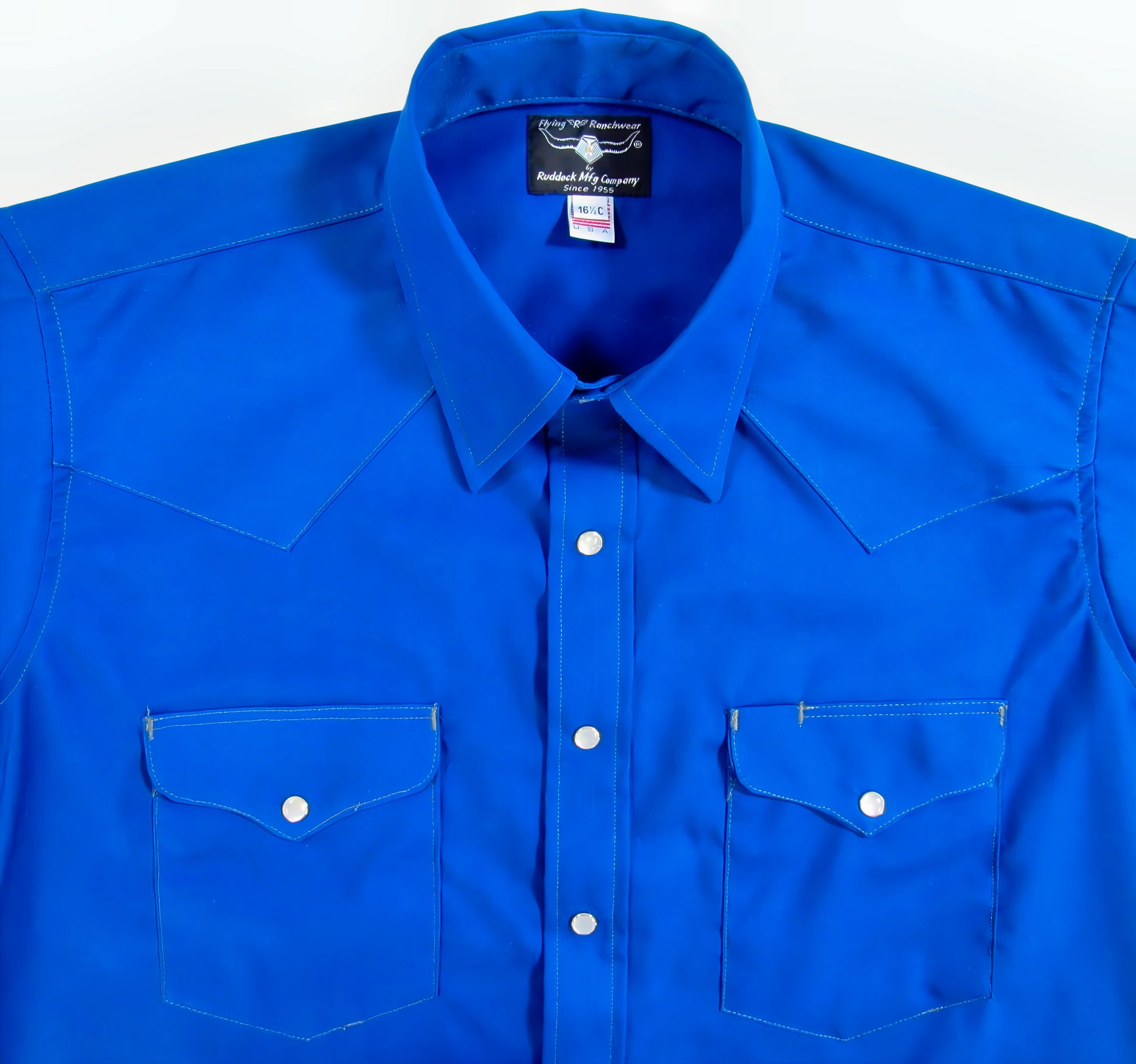 Cobalt Blue poplin solid shirt by Flying R Ranchwear Made in USA