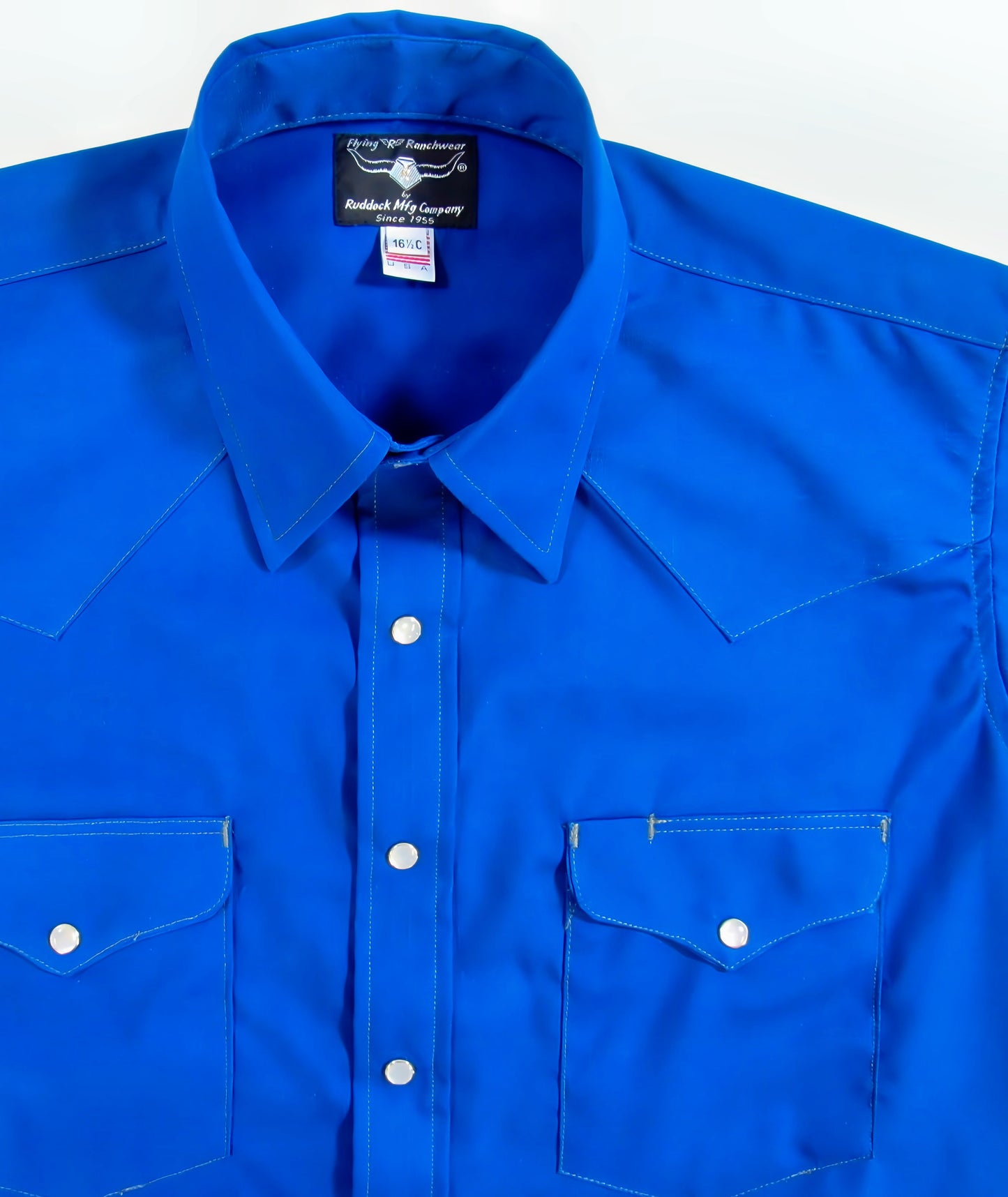 Cobalt Blue poplin solid shirt by Flying R Ranchwear Made in USA